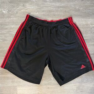 Adidas Men's Athletic Shorts in Black with Red Stripes